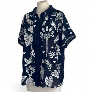 Johnny Was Workshop LUCIANA DOLMAN Embroidered Cotton Shirt sz Medium